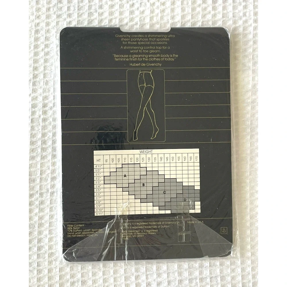 Vintage 80's Givenchy Body Gleamers Pantyhose Size A Platinum New